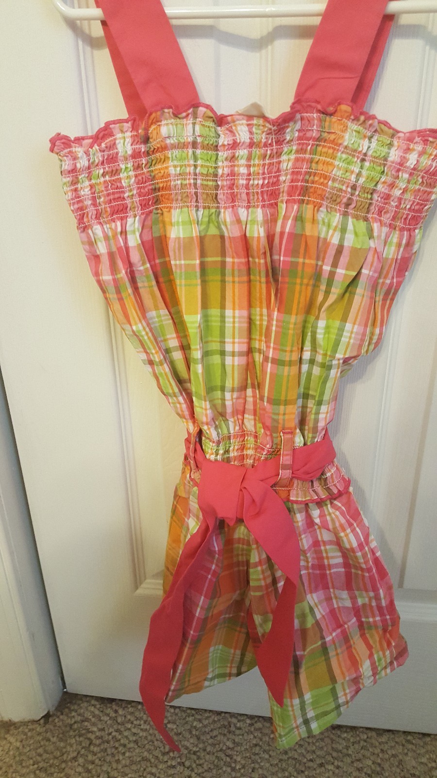 NWT CRAZY 8  Girls pink and green  Romper Size M (7-8)