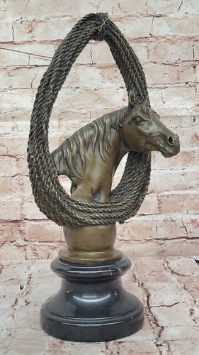 Original Genuine Milo Bust Horse Bronze Sculpture Art Deco Figurine Artwork Art