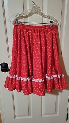 Vtg Womans Partners Please Malco Red  Square Dancing Skirt Size L