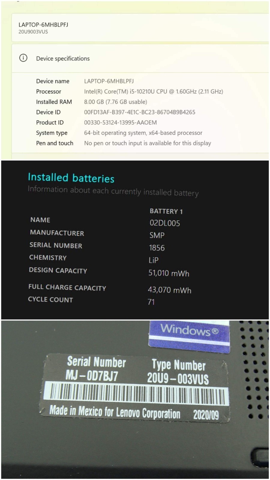 Lenovo ThinkPad X1 Carbon Gen 8 14"FHD i5-10210U 1.6GHz 8GB 256GB Win11Pro +PA - Thumbnail 16
