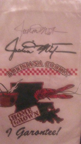 Justin Wilson Autographed Apron Louisiana ready to be framed.