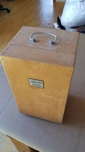 VINTAGE LAFAYETTE 99-7041 WX MICROSCOPE WOODEN CASE WITH ACCESSORIES SLIDES