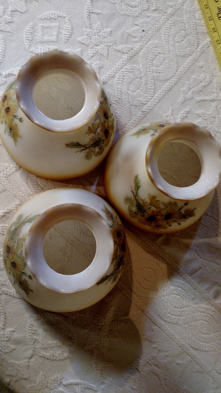 Vtg antique GLASS Hurricane Aladdin Lamp Shade HAND PAINTED Daisy8