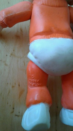 Vintage 1984 Cabbage Patch Girl figure in Orange outfit w/ Teddy Bear