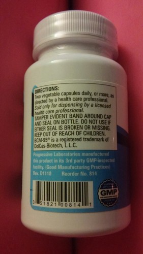 One (1) Progressive Laboratories Curcumin BCM-95 60 Veg Caps Dietary Supplement