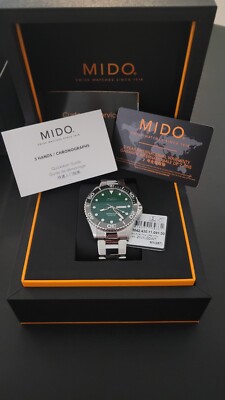 Mido Ocean Star 200C 42.5mm Silver Stainless Steel Case and Bracelet with Green