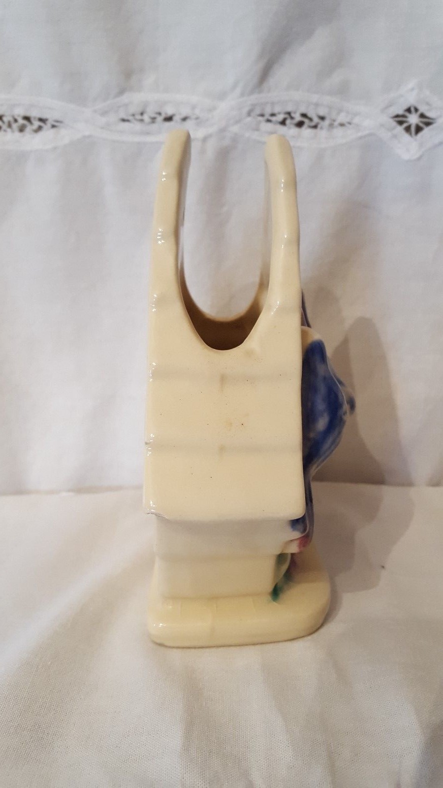 Vintage Shawnee pottery Wall Pocket Planter Blue birds with flowers