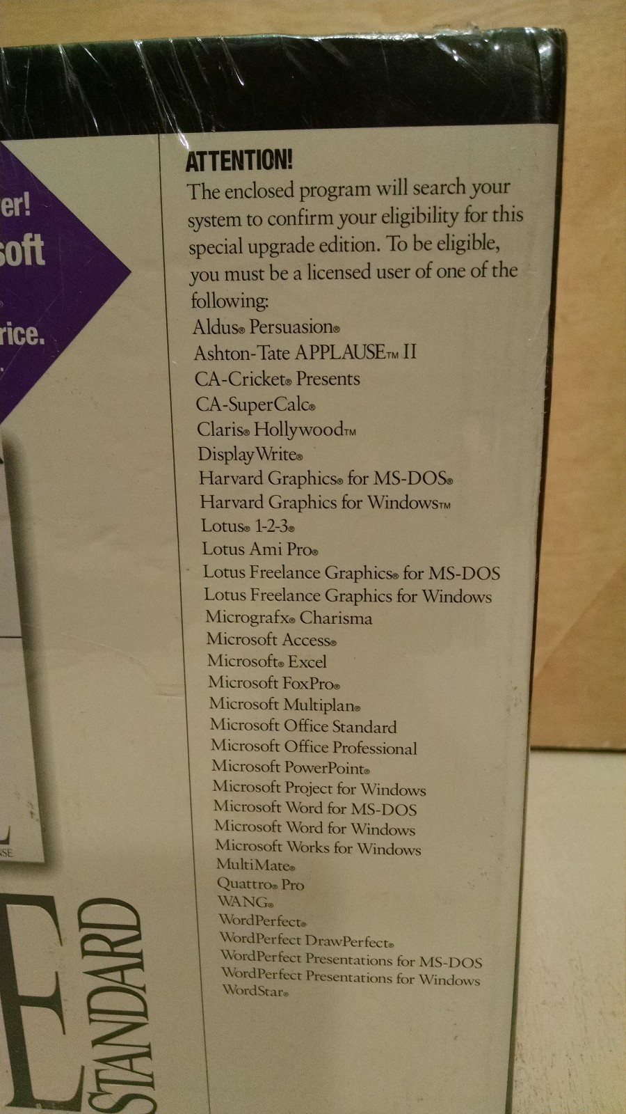 New Sealed Microsoft Office Standard for Windows 3.1 Word Excel Powerpoint Mail
