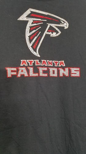 Gildans NFL Football ATLANTA FALCONS Womens Size SMALL RHINESTONE Tee SMALL EUC