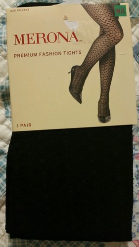 NEW Merona 2 Pairs  Premium Fashion Tights: Geometric Pattern M/L Ebony, Neutral
