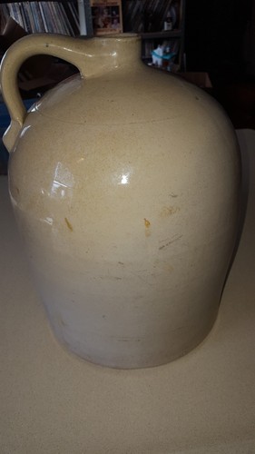 ANTIQUE 3 GALLON SALT GLAZED? CROCK JUG COBALT BLUE 3