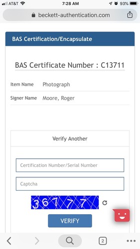 Roger Moore signed A View to A Kill 11X17 mini movie poster - BAS STICKER ONLY