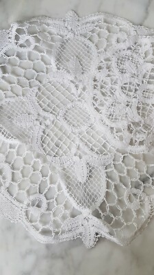2 Antique Handmade Italian CANTU Bobbin LACE  Oval Doilies  Centerpiece FLOWERS