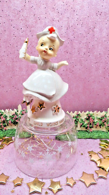 Vtg NURSE ANGEL GOLD STAR BASE Saturdays Child Works Hard RARE ANGEL WALES JAPAN