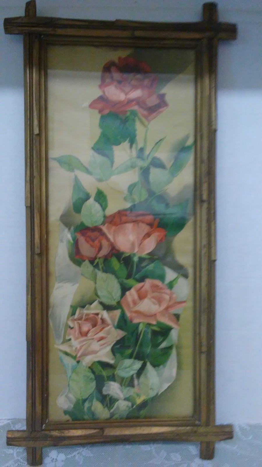 B. T. Babbitt's Best Soap 1890s advertising Rose lithograph bubble glass & frame