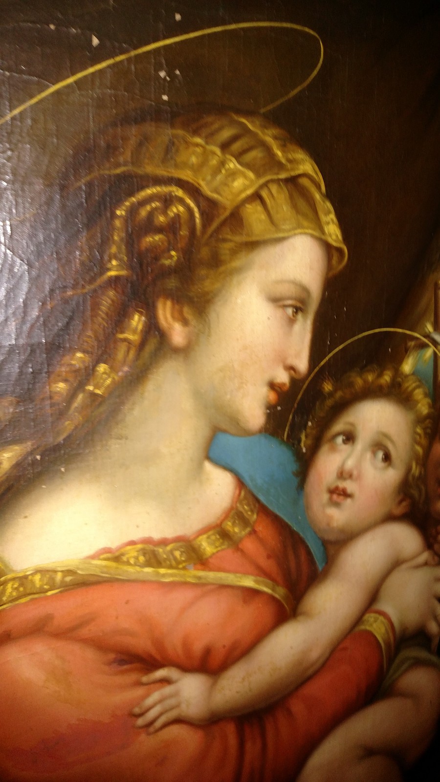 Period Attributed Raphael Sanzio Madonna & Child John Baptist Old Mast99