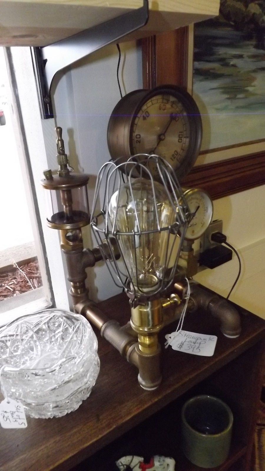 Steampunk Lamp - industrial brass mechanical lighting - custom built working