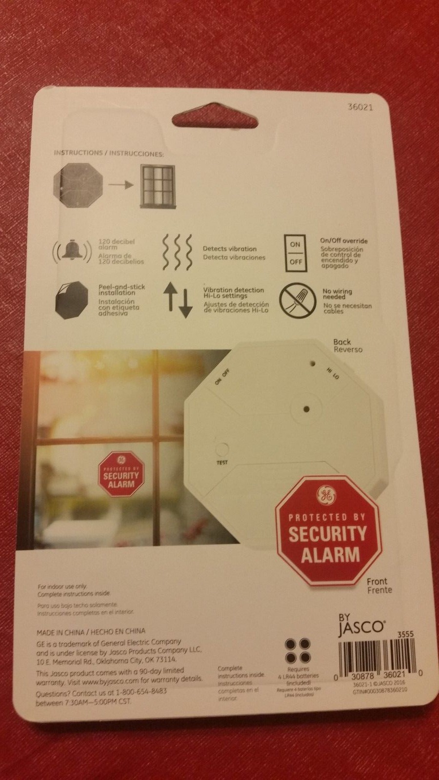 General Electric Glass Break Vibration Alarm New Home Security Battery Operated
