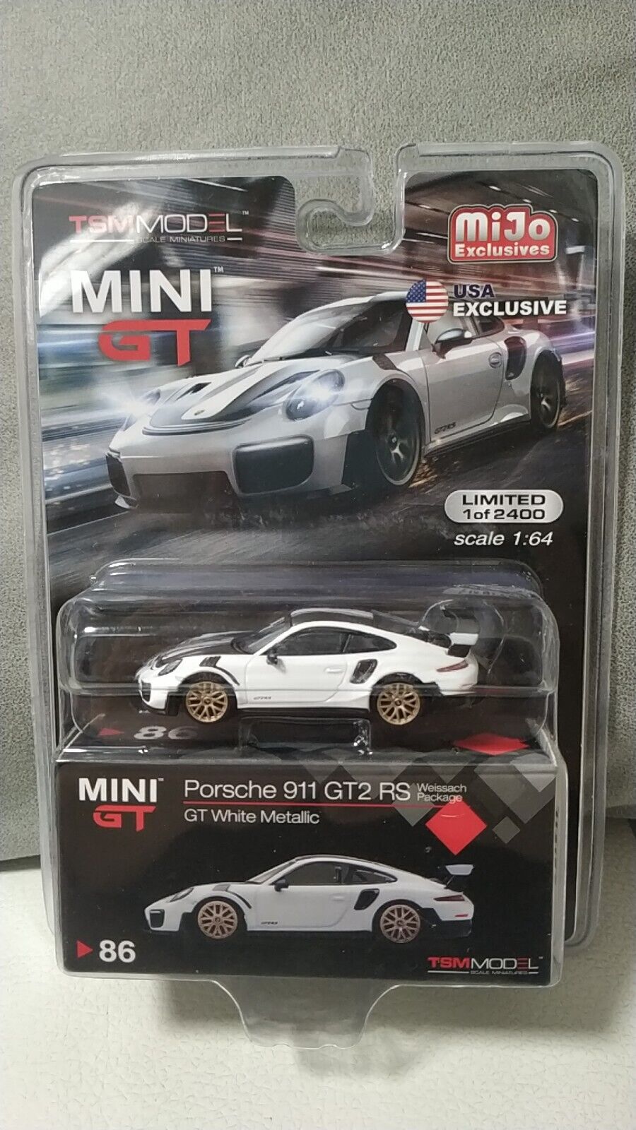 MINI GT 86 Porsche 911 GT2 RS Weissach Package White mijo MINI GT 86 Porsche 911 GT2 RS Weissach Package White mijo
