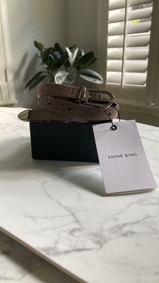 Anine Bing Gray Suede Perforated Belt NWT
