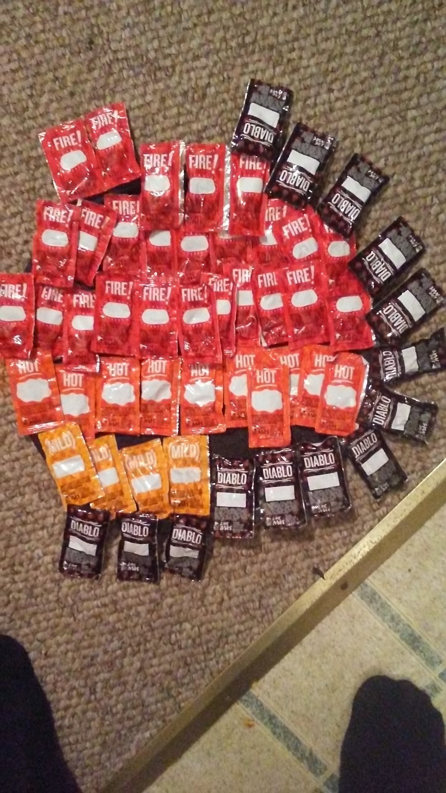 Taco Bell Blank Hot Sauce Packets 55 total rare blank Diablo-Fire-Hot-Mild .