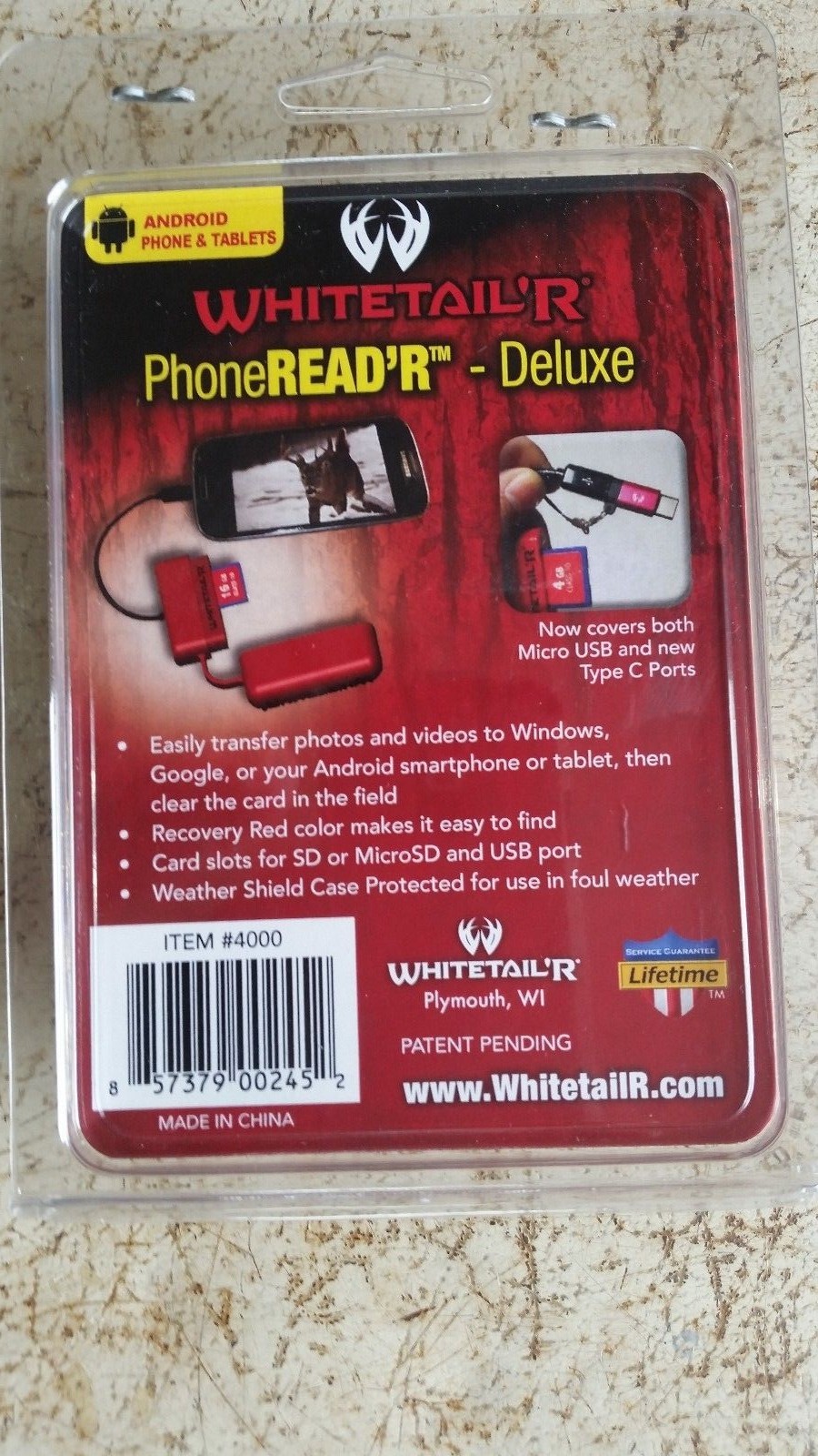 Whitetail'r PhoneREAD'R Deluxe trail cam SD microSD or USB with Weathershield
