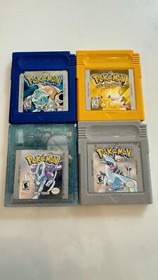 Authentic Pokemon Crystal Silver Yellow Blue Gameboy LOT