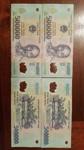 1 MILLION VIETNAMESE DONG VND 500,000 x 2 = 1,000,000 VIETNAM NOTES CIRC IQD ZIM