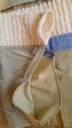 Wendy Bellissimo LOT 2 Green Gingham White Chenille Nursery Window Valances Baby