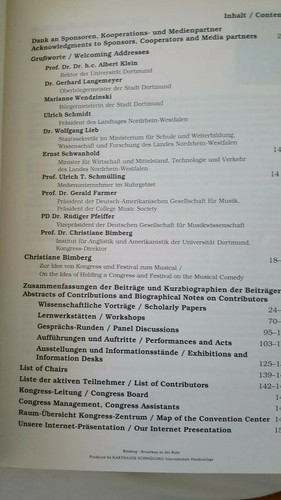 World Congress Book: Broadway on theRuhr  Musical Comedy in  New Millennium 2000