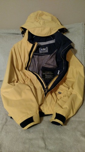 Men's (M) Gill Nylon Hooded Coast-Lite Jacket, Yellow w/ Navy Mesh Lining