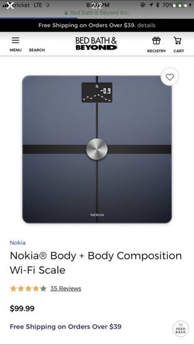 Nokia - Body+ Body Composition Weight BMI Wi-Fi Scale USED ONE TIME