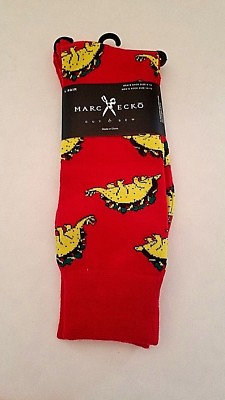 Dinosaur Stegosaurus New Marc Ecko Men's Casual Novelty Crew Socks Red Yellow