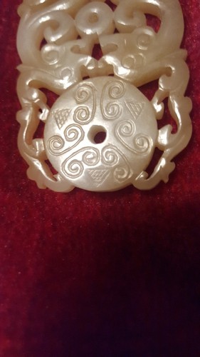 ANTIQUE CHINESE QING CARVED Double  Dragon WHITE JADE PENDANT