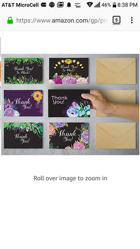 Thank You Cards with Envelopes and Stickers, 36 Pack, Floral, Blank Inside -...