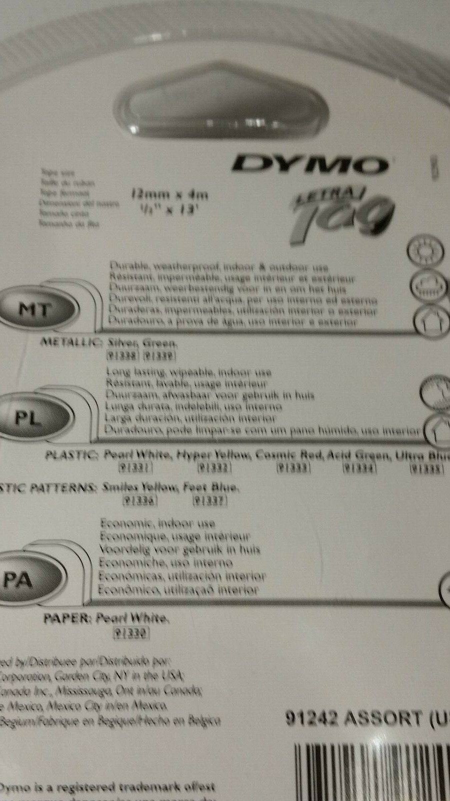 3 DYMO Genuine Letratag Letra Tag Refill Tape Cassettes White Plastic Metallic