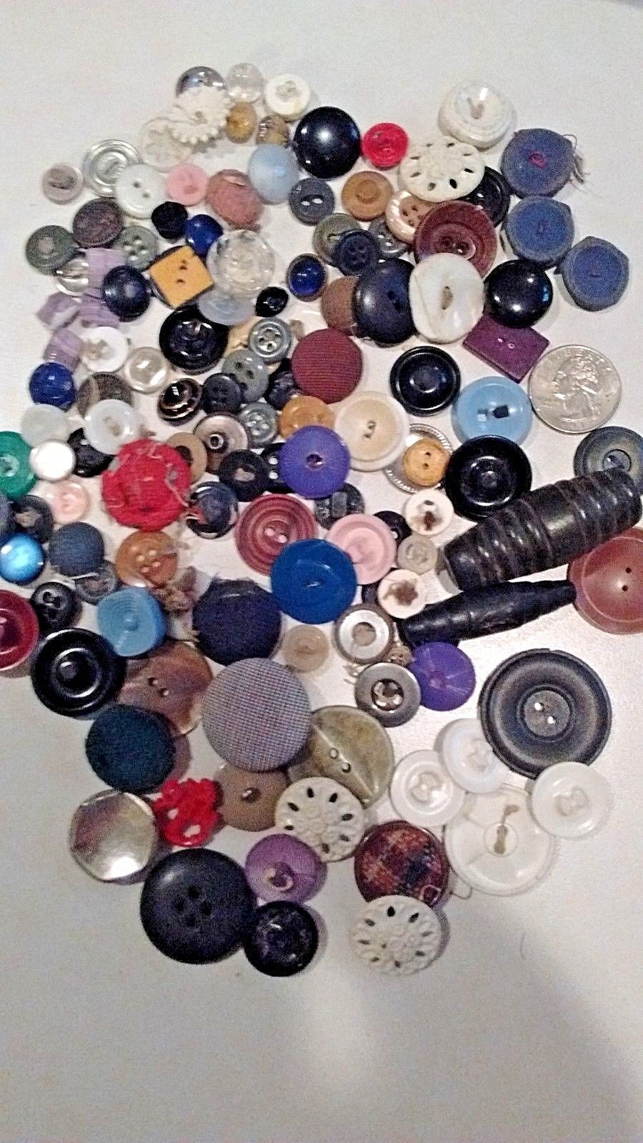 Vintage Button Lot - Sewing Buttons Collectible Antique OLD - Emerson Cigar Box