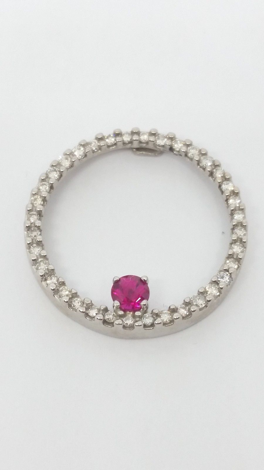 10k White Gold Circle of Life Diamond and Ruby Pendant 0.5 Carat TCW | eBay
