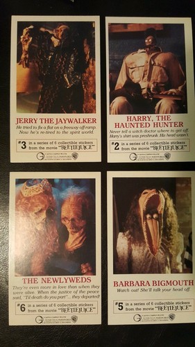 BEETLEJUICE: Rare Collectable 6 Stickers w/ Booklet (100% Complete) LOT