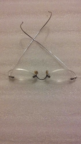 Vtg Silver Tone A.O. 1/10 12K G. F. Antique Rimless Glasses W/Covered Metal Case