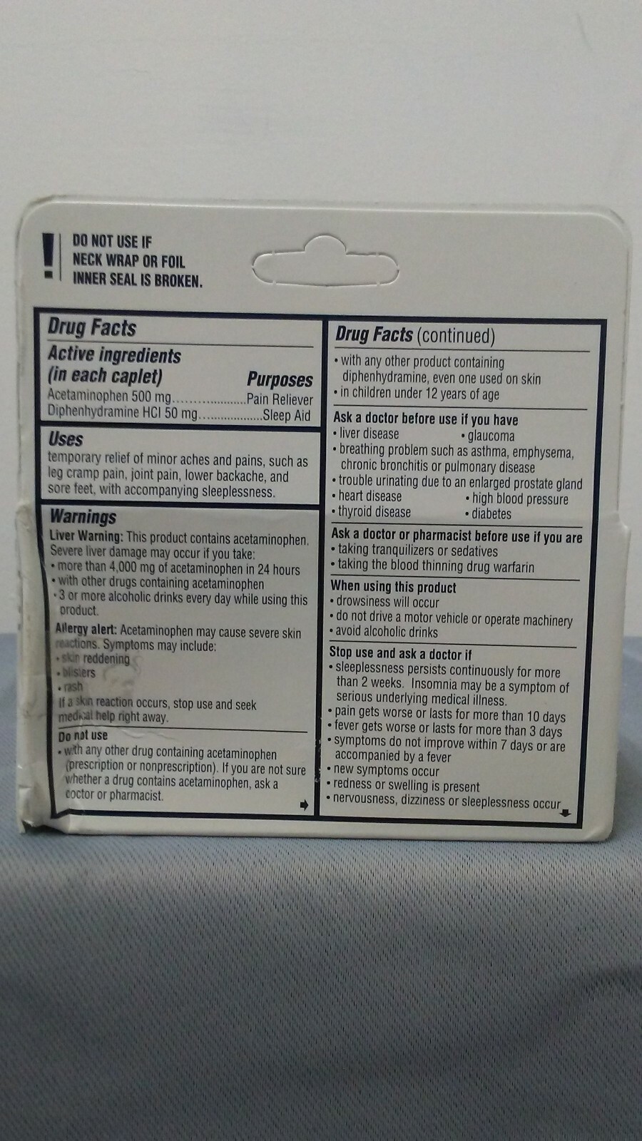 LOT 2 LEGATRIN PM 100 CAPLETS PAIN RELIEVER SLEEP AID LOWER BODY PAIN EXP 10/20