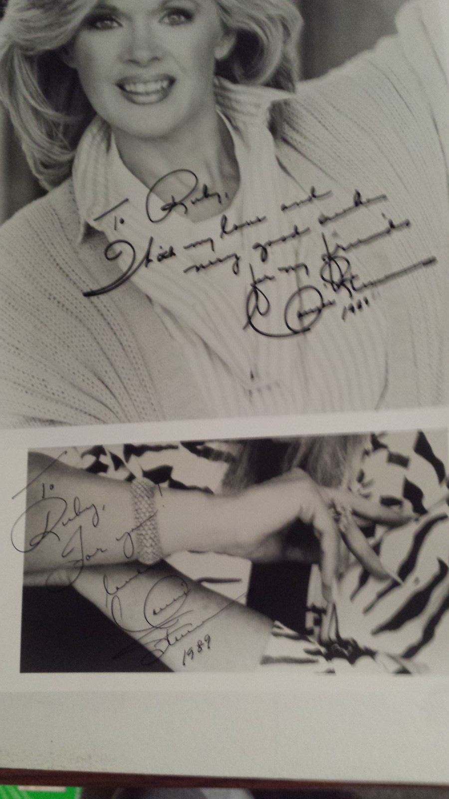 Connie Stevens TV movie star Eddie Fisher signed b/w photo vintage lot 2 1989