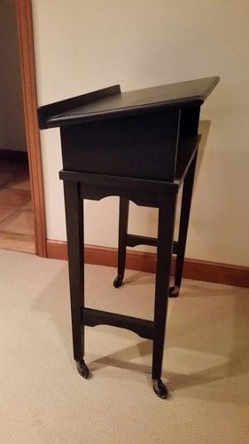 Vintage solid Wooden Black Book Stand with wheels Bible Music Cookbook iPad