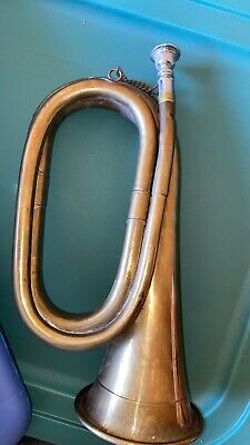 Antique Vintage Bugle With Mouthpiece Attached