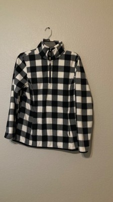 Amazon Essentials Buffalo Plaid Black & White Quarter Zip Jacket Womens Sz S Nwt