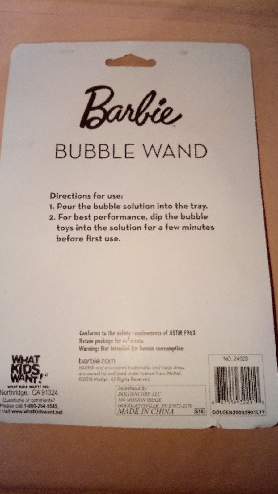 Barbie Bubble Wand With Bubbles Bottle 2 oz