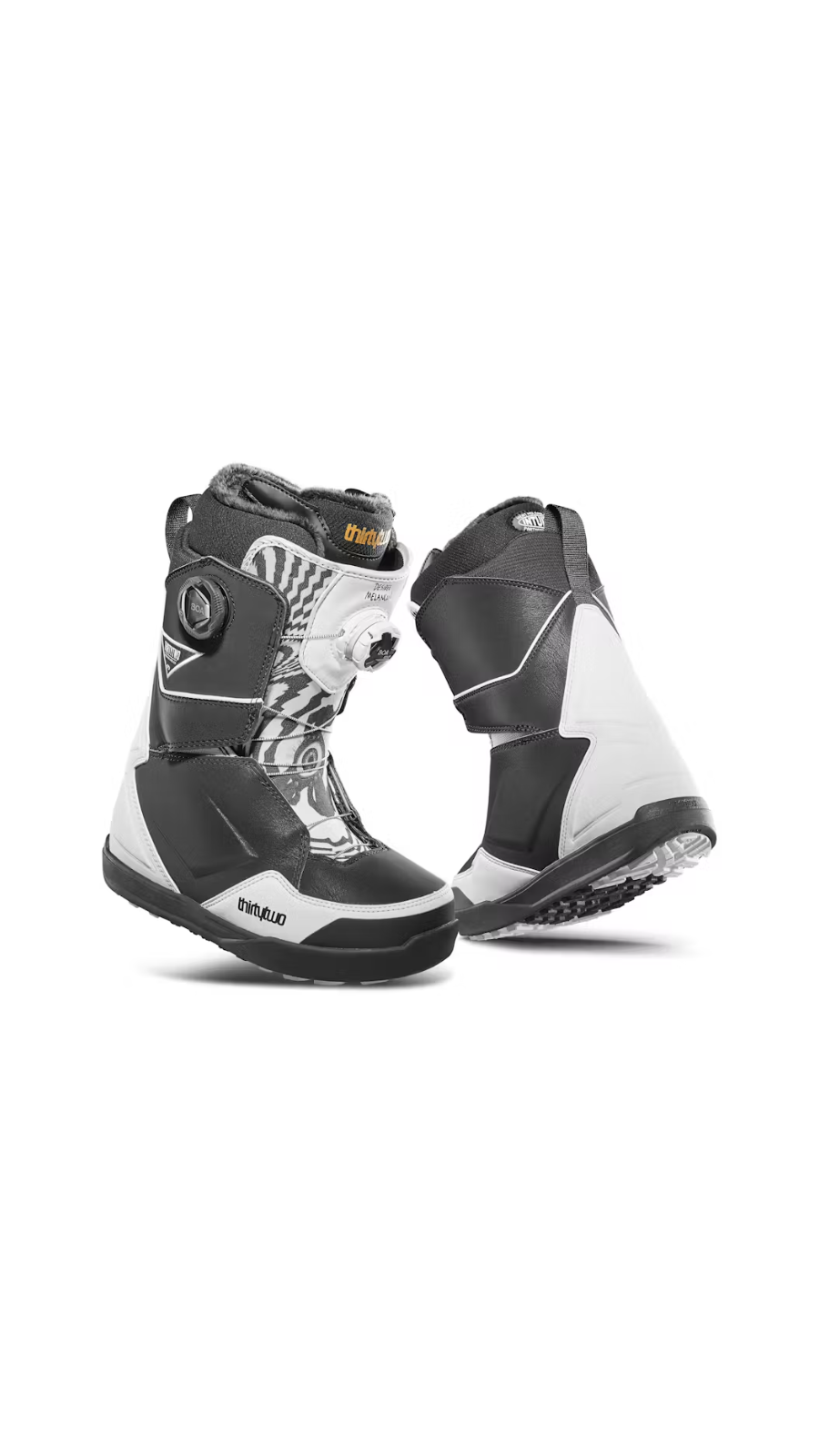 Pre-owned Thirtytwo Women Lashed Double Boa Melancon Snowboard Boots (9) Black / White