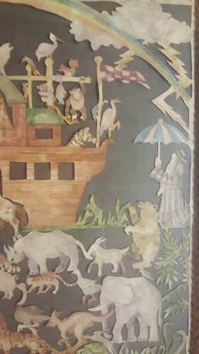 Jeri Osterhout Ryel original folk art Noah's Ark scene - primitive cut paper