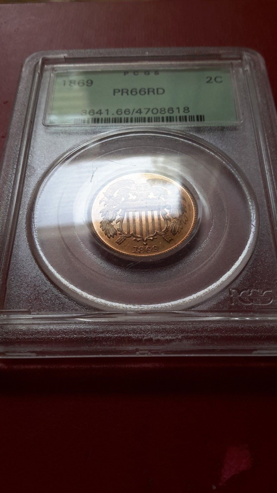 1869 2C  proof 66red pcgs nice!