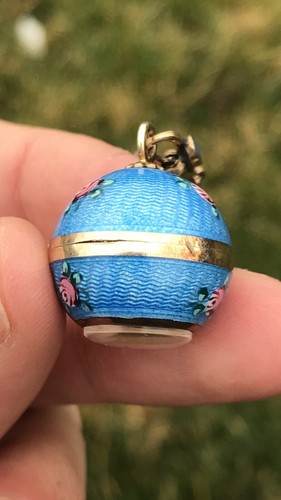 Bucherer Pendant Ball Watch Guilloche Enameled Flowers Lapel 925 Sterling Silver
